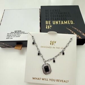 BP Black and Silver Geometric Pendant Necklace